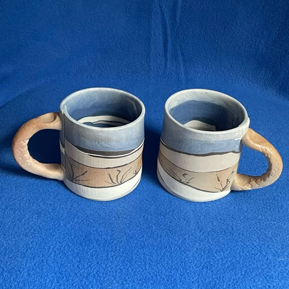 ☕️ Siegelle & Haley Handcrafted Mugs. Buzzard Mountain Pottery Line. PAIR. ☕️ - Picture 1 of 16